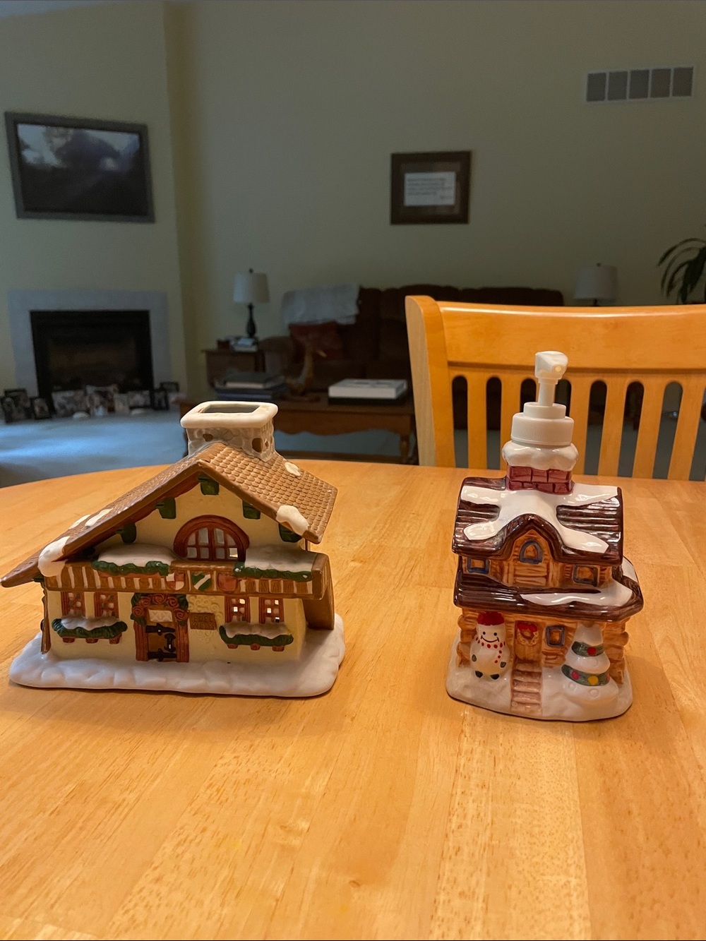 Holiday Ceramic House Soap Dispenser and Cottage Set - Brown